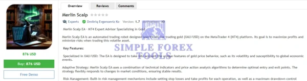 Merlin Scalp EA MT4 V1.7 - Advanced XAUUSD Gold Scalping Robot Marlin Scalap EA MT4 MQL5 Review-simple-forex-tools